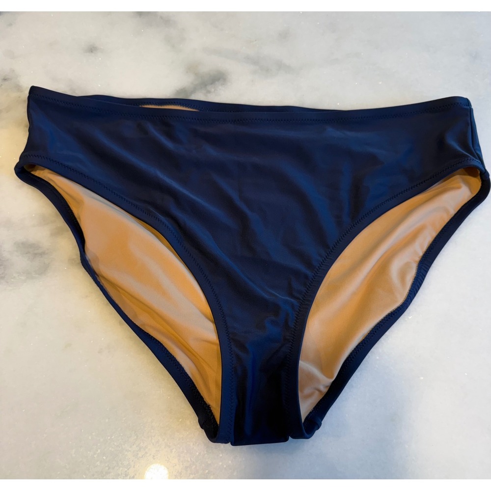 J.Crew Womens Navy Blue Bikini Bottom Swimwear Style BI061 Size Large NWT